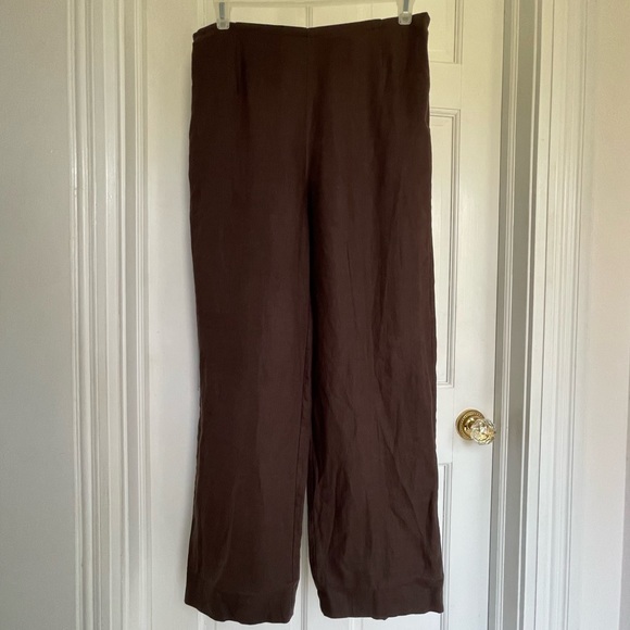 Deep espresso brown, Valerie Stevens, petite large linen pants - Picture 3 of 6
